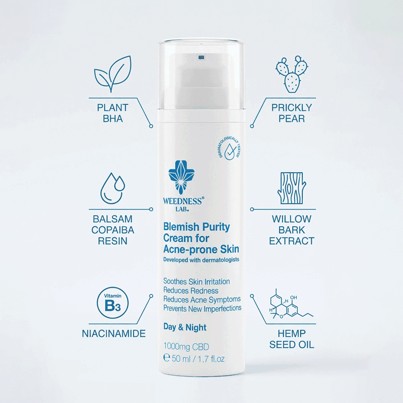 Crème CBD purifiante anti-imperfections pour peaux à tendance acnéique