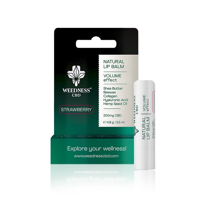 Baume à lèvres naturel avec effet de volume 4% CBD (Fraise)