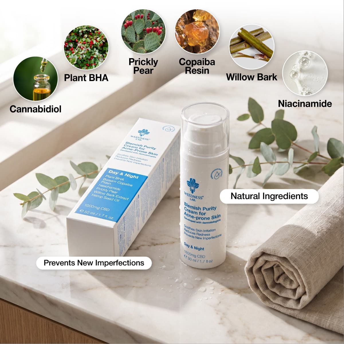 Crème CBD purifiante anti-imperfections pour peaux à tendance acnéique