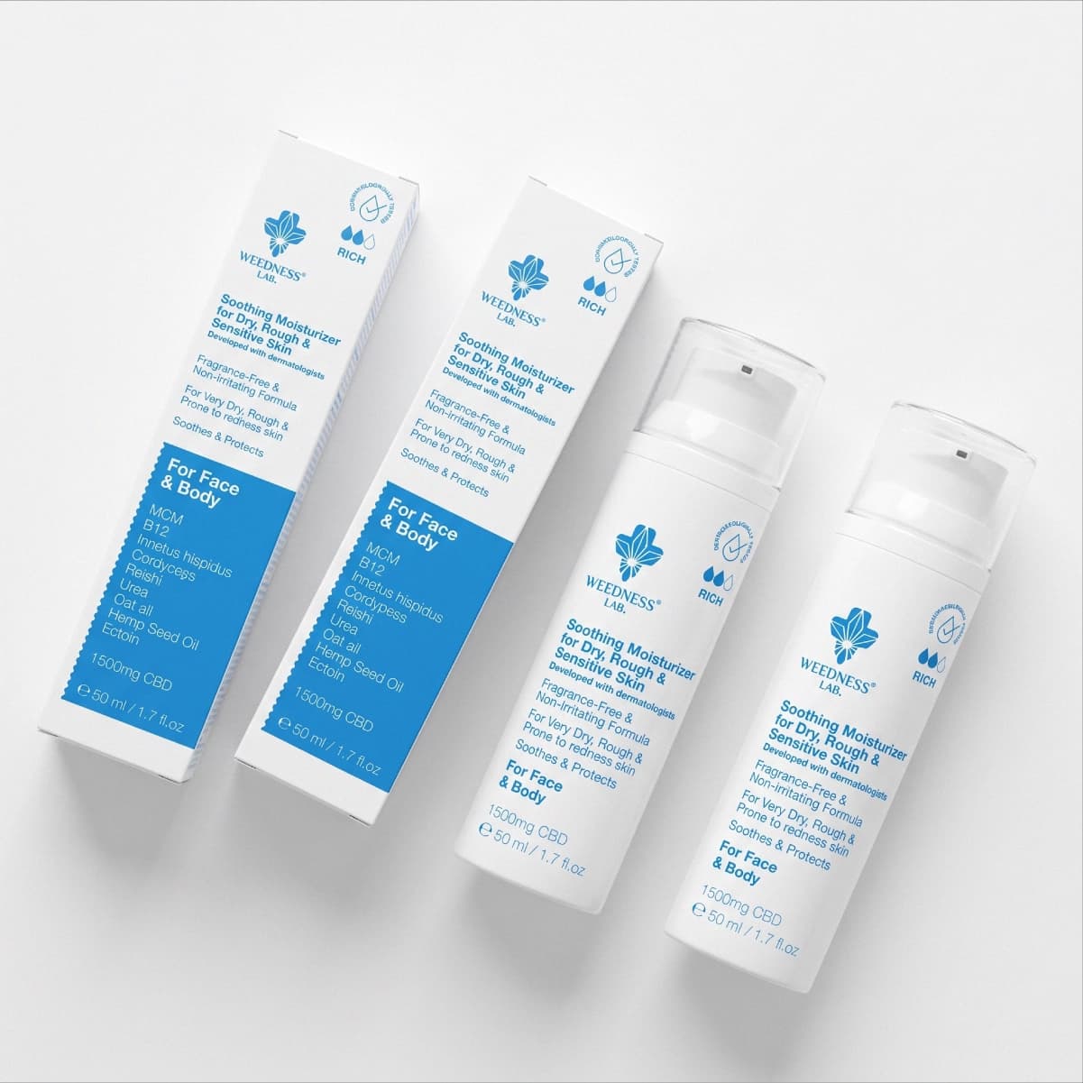 Crème réparatrice au CBD pour peaux sèches, squameuses et à tendance psoriasique.